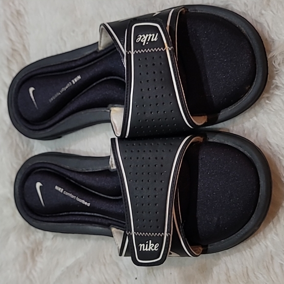 Nike comfort footbed soft foam slides beach vacation 360883-011 Sz10 black white - Picture 14 of 14